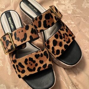 Franco Sarto Animal Print Wedge Sandals.  Brand new.
